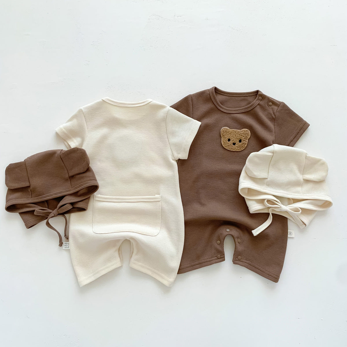 Waffle Patch Bear Infant Jumpsuit