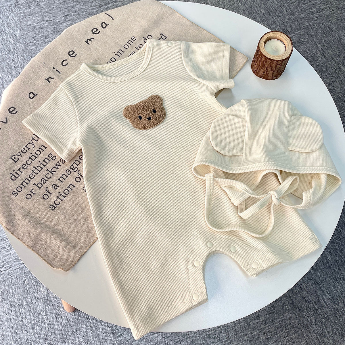 Waffle Patch Bear Infant Jumpsuit