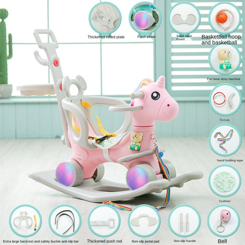 Cute Unicorn Rocking Horse Stroller