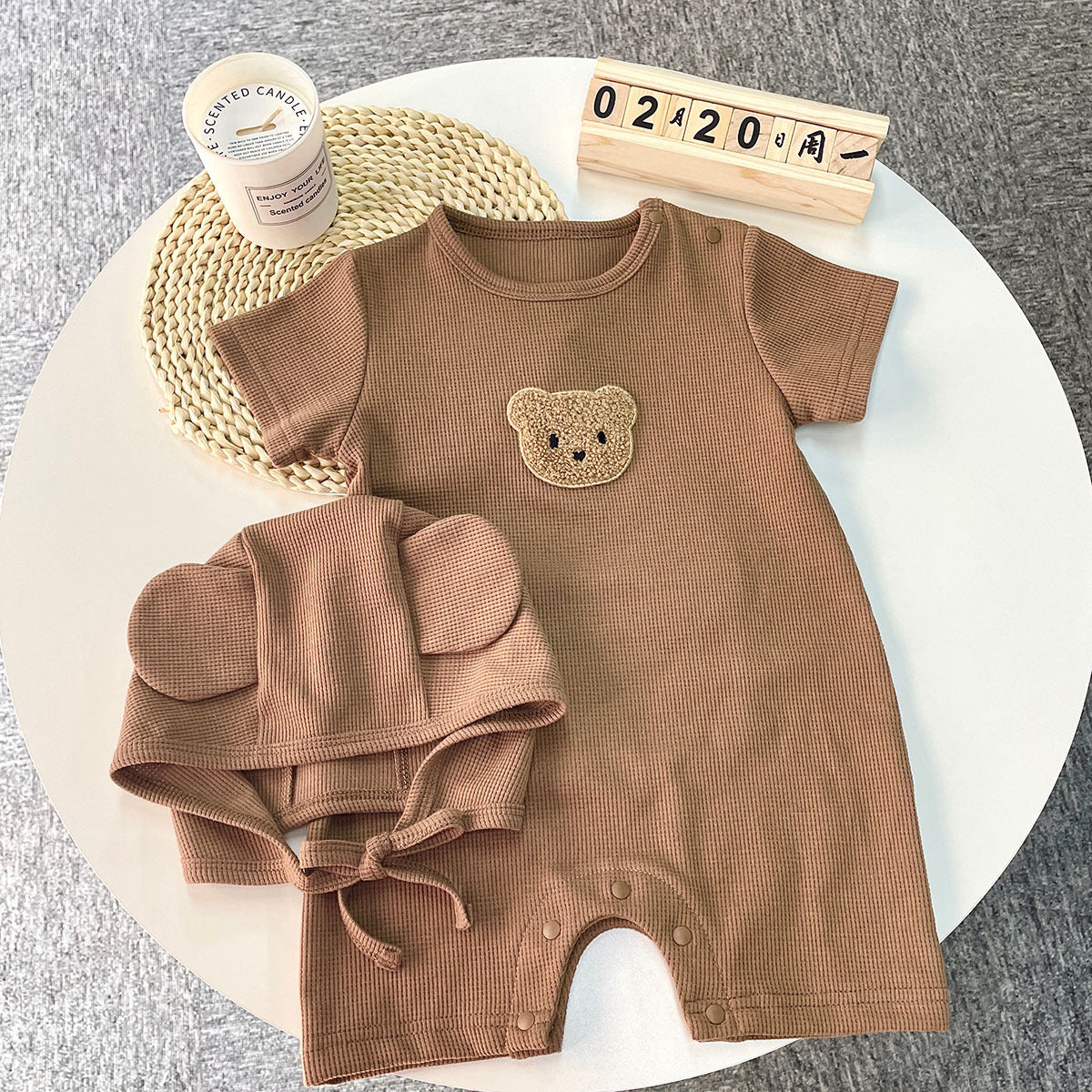 Waffle Patch Bear Infant Jumpsuit